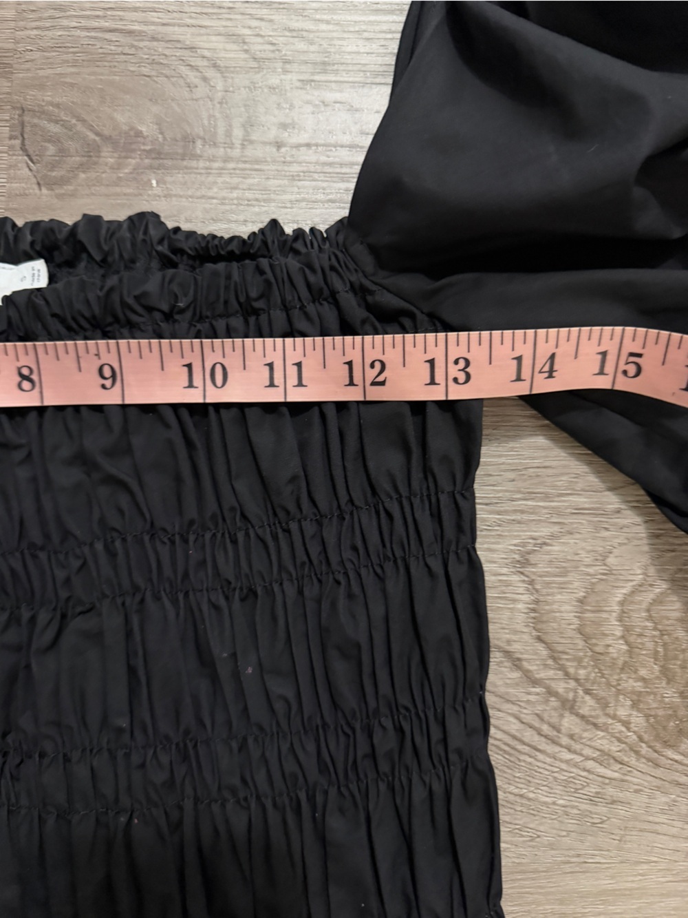 Astr Black Smocked Off-Shoulder Puff Sleeve Peplum Top - Picture 7 of 8